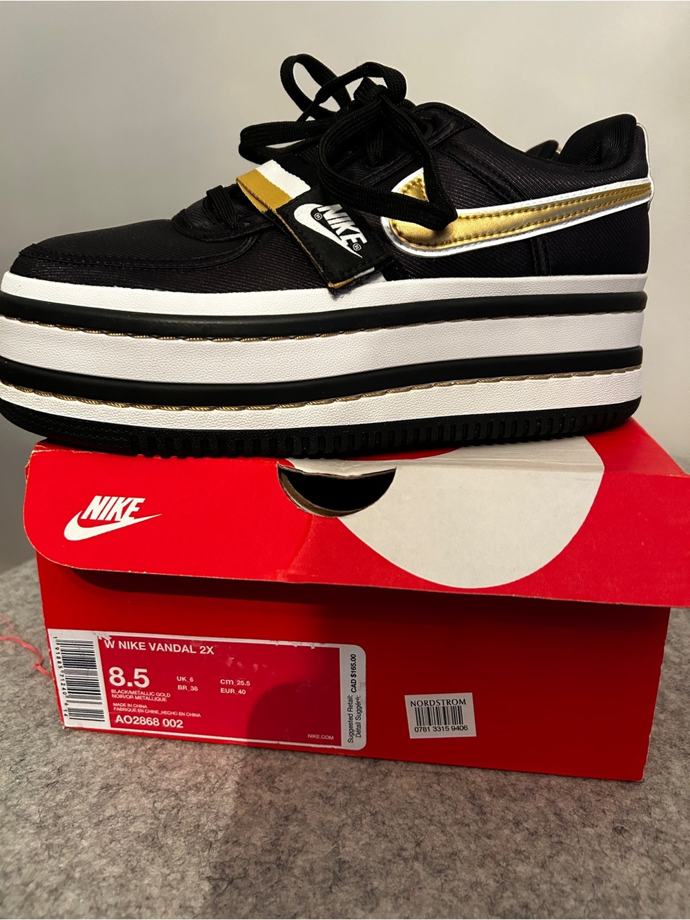 Nike Vandal 2X Platform Sneakers - Black & Gold